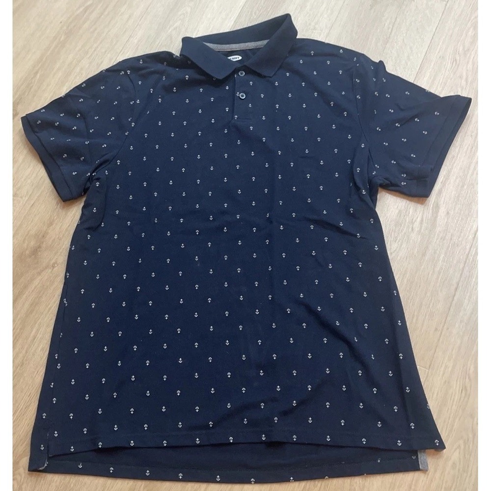 Old Navy Polo Shirt Men's XLarge Navy Blue w/Anchors‎ Short Sleeve